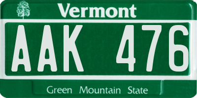 VT license plate AAK476