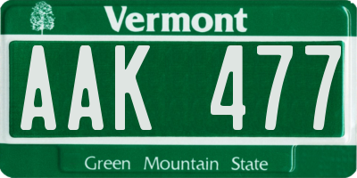 VT license plate AAK477