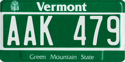 VT license plate AAK479