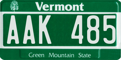 VT license plate AAK485