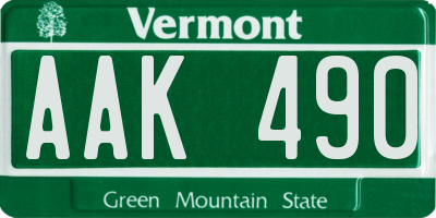 VT license plate AAK490