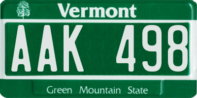 VT license plate AAK498