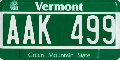 VT license plate AAK499