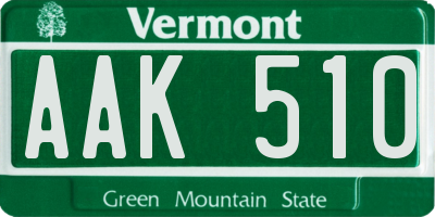 VT license plate AAK510