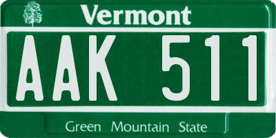 VT license plate AAK511