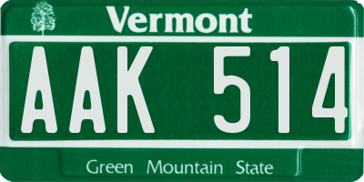 VT license plate AAK514