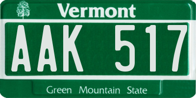 VT license plate AAK517