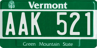 VT license plate AAK521