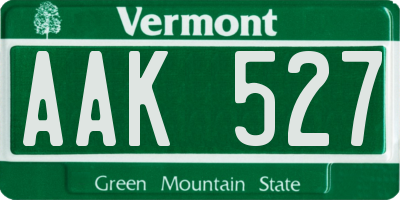 VT license plate AAK527