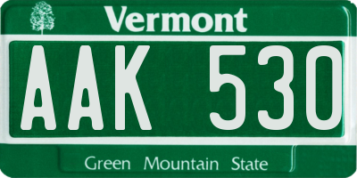 VT license plate AAK530