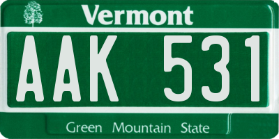 VT license plate AAK531