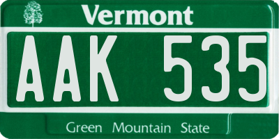 VT license plate AAK535