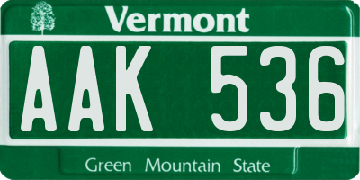 VT license plate AAK536