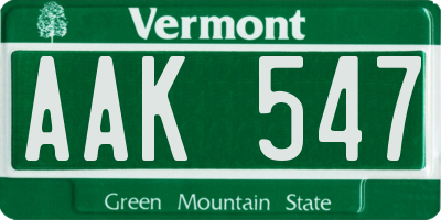 VT license plate AAK547