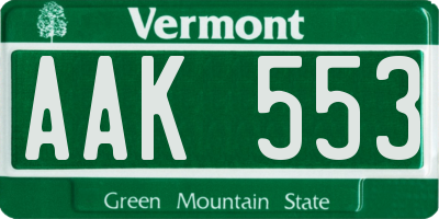 VT license plate AAK553