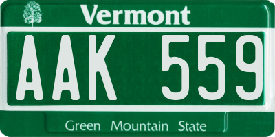 VT license plate AAK559