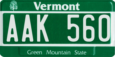 VT license plate AAK560