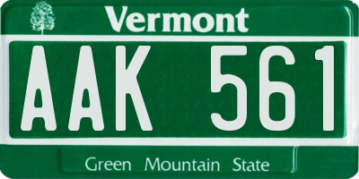 VT license plate AAK561