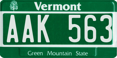 VT license plate AAK563