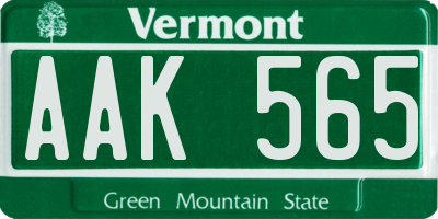 VT license plate AAK565