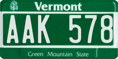 VT license plate AAK578