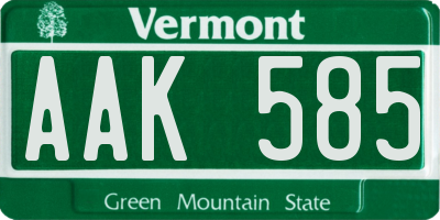 VT license plate AAK585