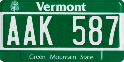 VT license plate AAK587