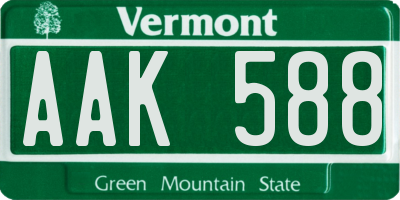 VT license plate AAK588