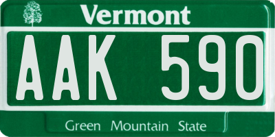VT license plate AAK590