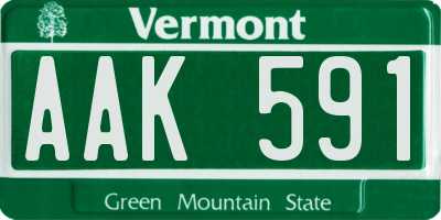 VT license plate AAK591