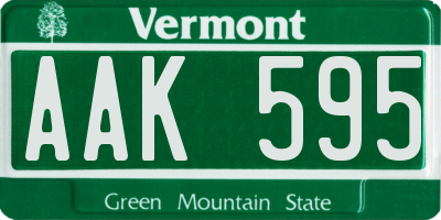 VT license plate AAK595