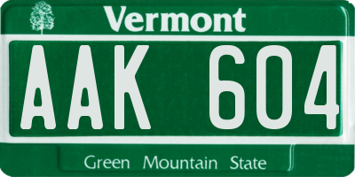 VT license plate AAK604