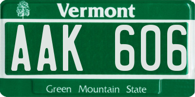 VT license plate AAK606