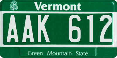 VT license plate AAK612