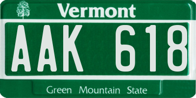 VT license plate AAK618