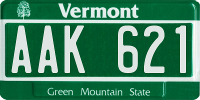 VT license plate AAK621