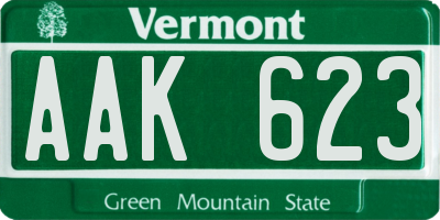 VT license plate AAK623