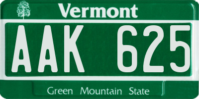 VT license plate AAK625