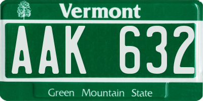 VT license plate AAK632