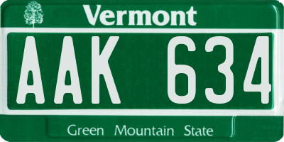 VT license plate AAK634