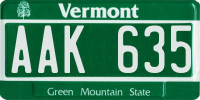 VT license plate AAK635