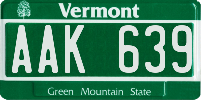 VT license plate AAK639