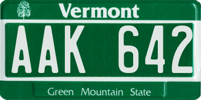 VT license plate AAK642