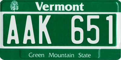 VT license plate AAK651