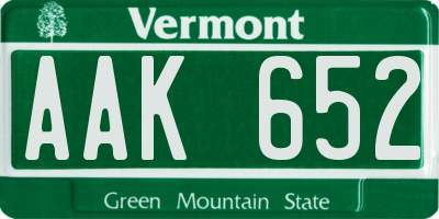 VT license plate AAK652