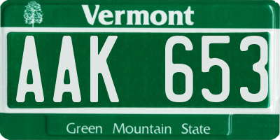 VT license plate AAK653