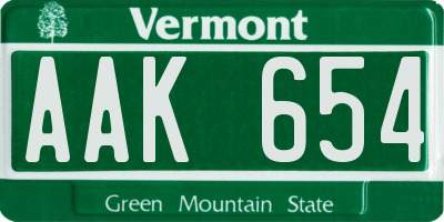 VT license plate AAK654