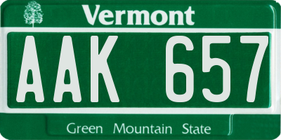 VT license plate AAK657