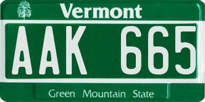 VT license plate AAK665