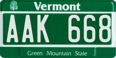 VT license plate AAK668